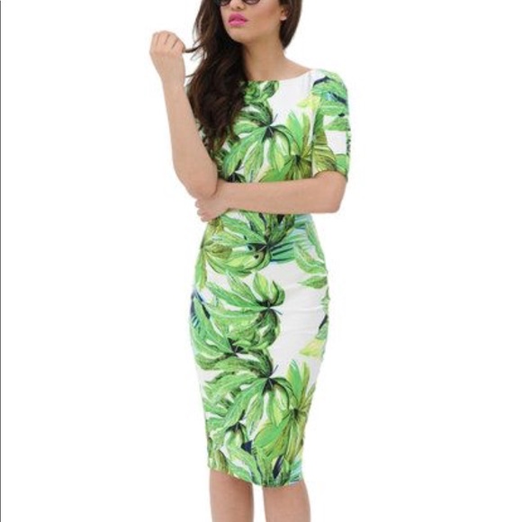 ax paris green leaf dress